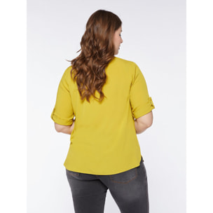 Fiorella Rubino - Camisa fluida de viscosa elaborada - Amarillo