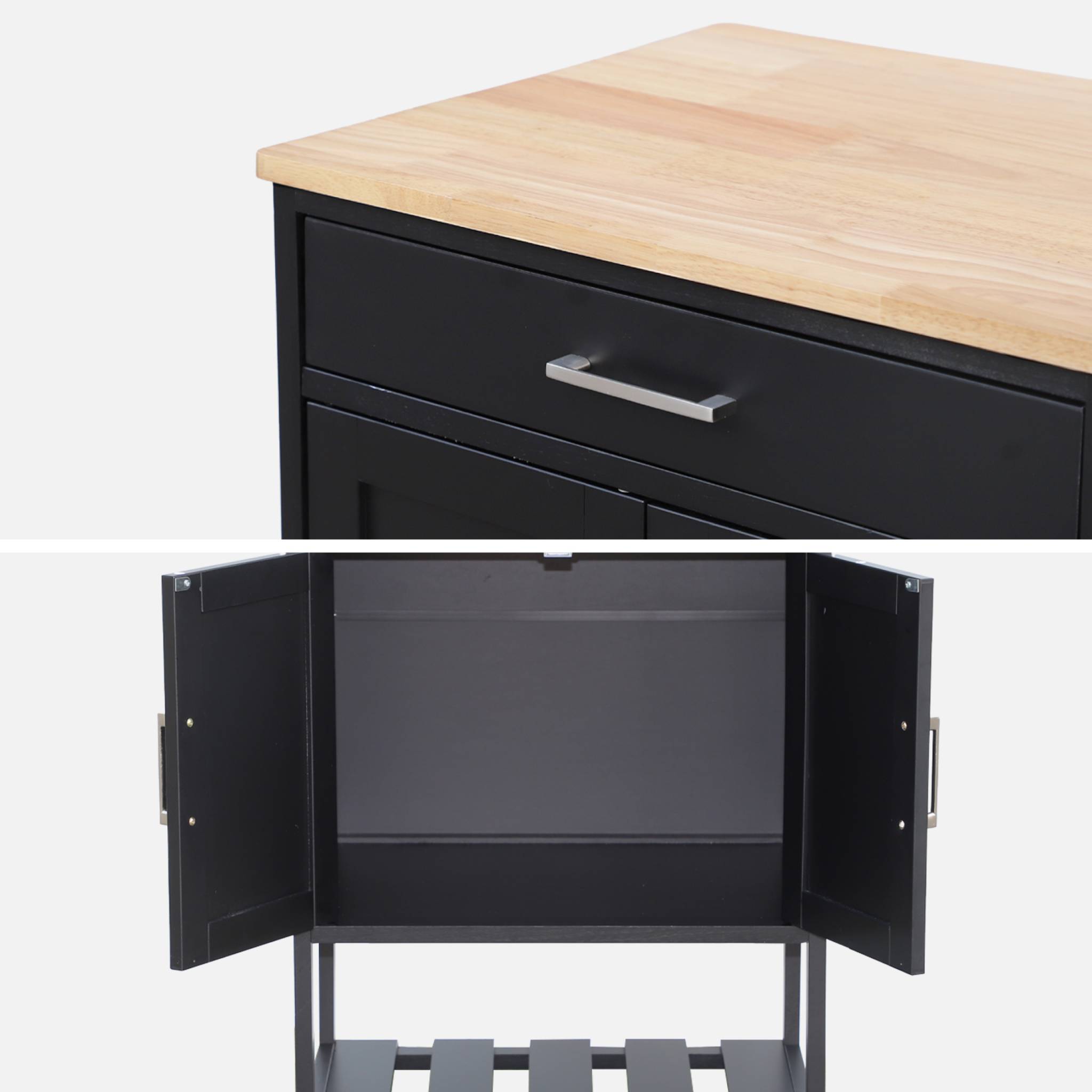 Desserte de cuisine plateau bois d'hévéa L56cm BENDOR