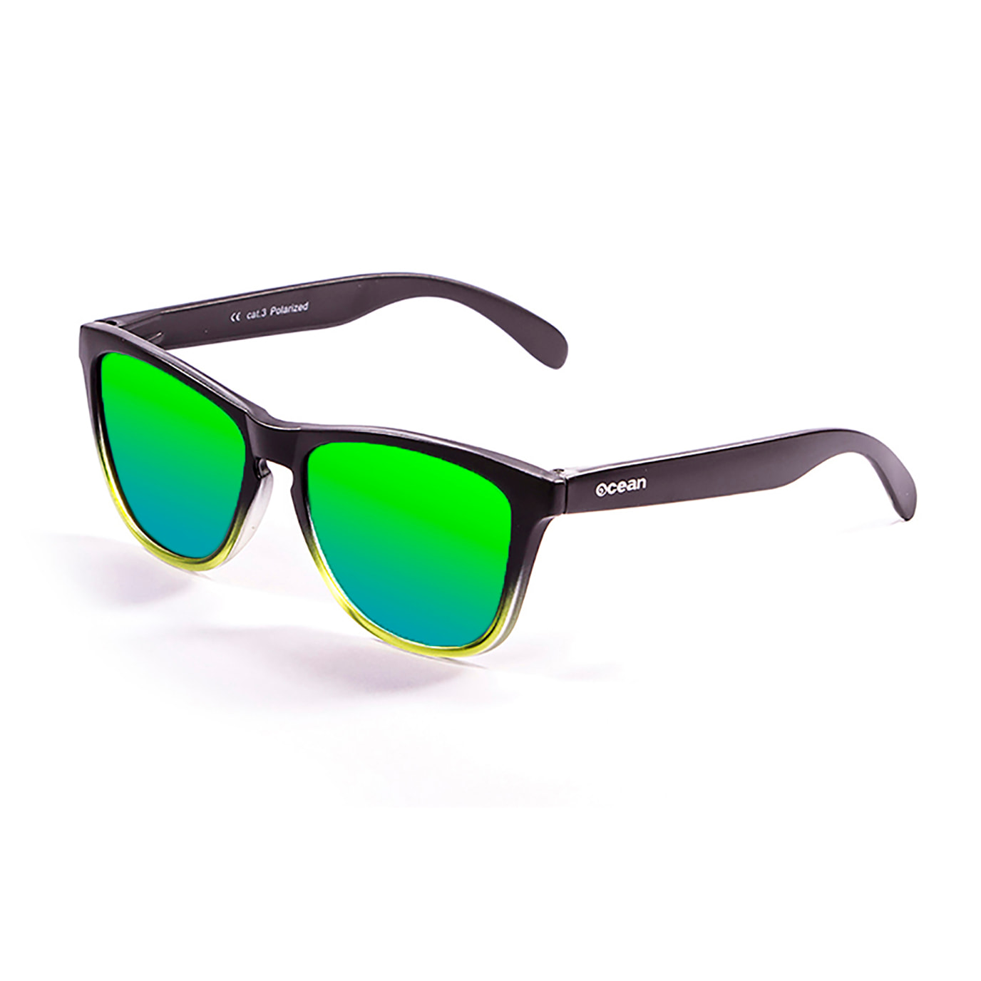 Gafas de sol OCEAN SEA - Negro mate arriba y verde transparente abajo con revo verde