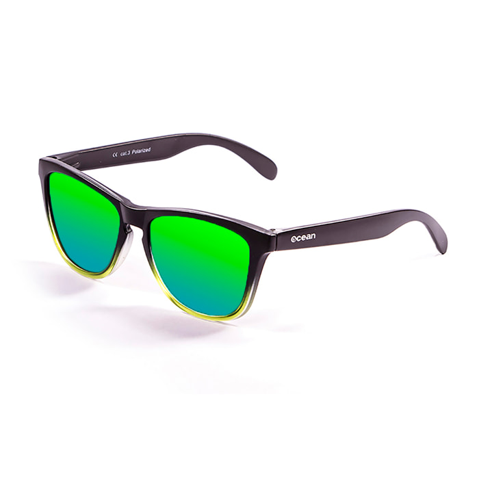 Gafas de sol OCEAN SEA - Negro mate arriba y verde transparente abajo con revo verde