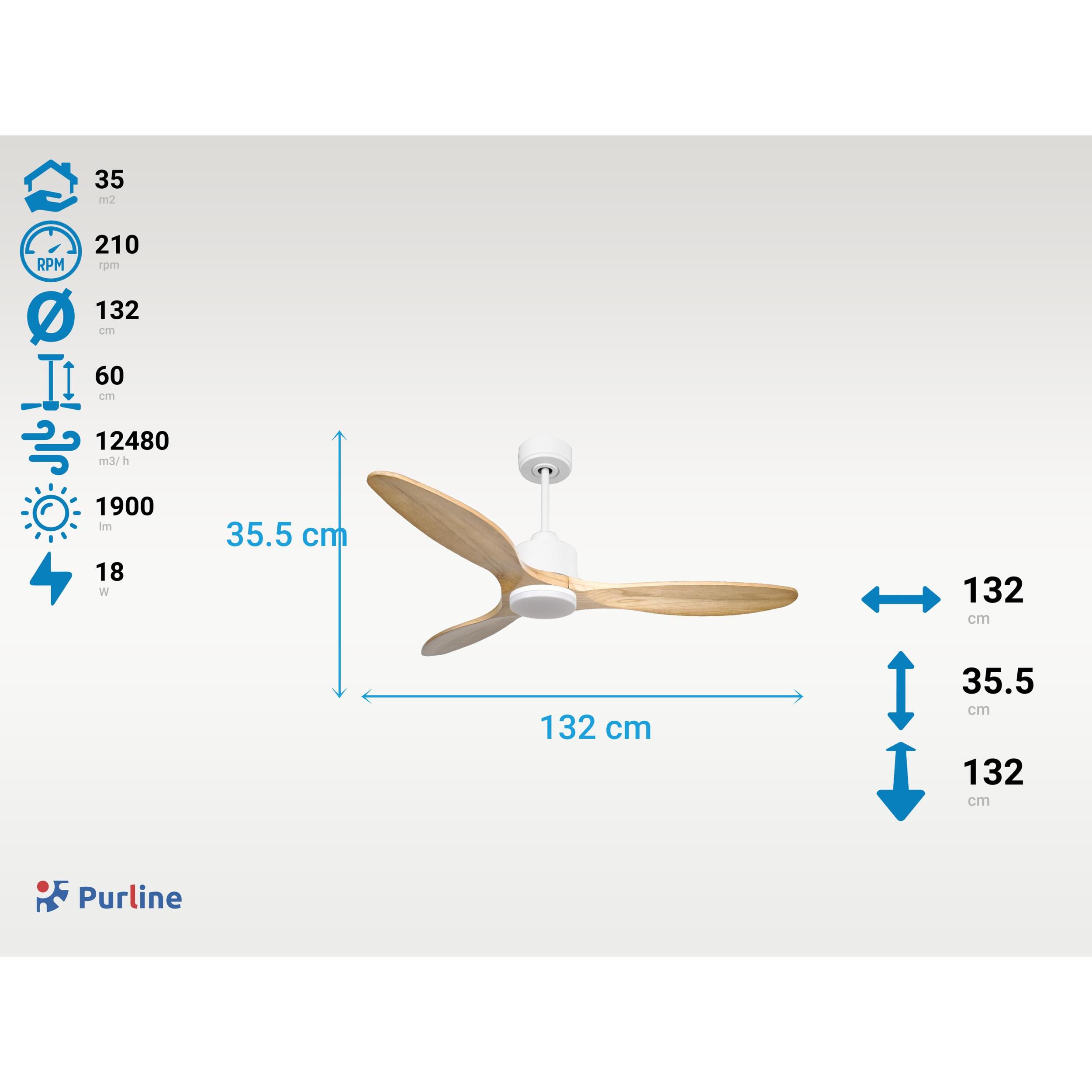 Ventilateur de plafond Réversible  Thermostat Dimmable Wifi Moteur à courant continu Toits en pente Télécommande Lumière à trois tons Hypersilence Mémoire