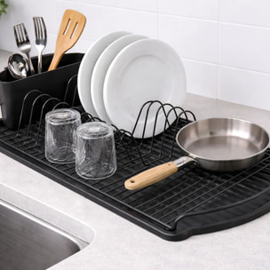 Egouttoir à  vaisselle avec plateau en Acier Noir mat MSV