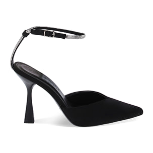 Décolleté slingback nere in lycra, tacco 9,7 cm
