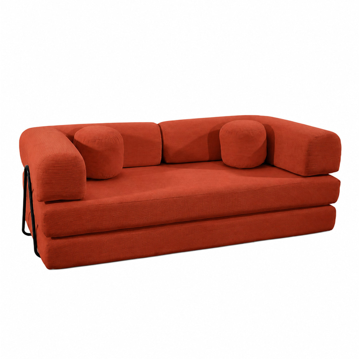 Canapé compressé convertible modulable 3 places en velours côtelé terracotta DEAN