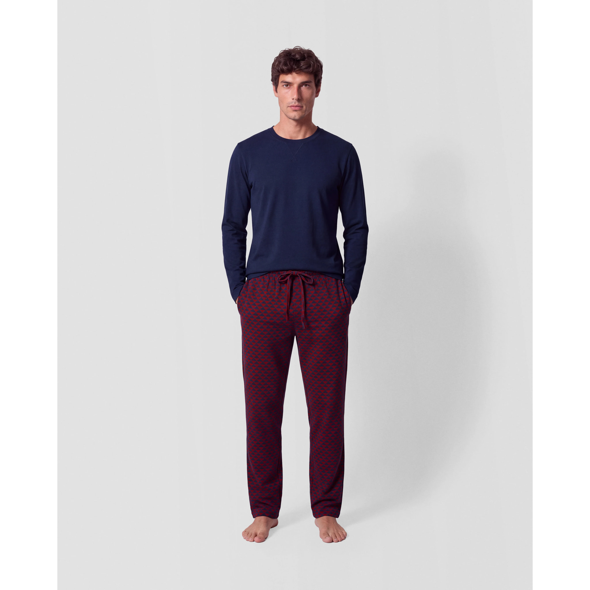 Pijama largo de algodón silvestre azul marino