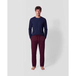 Pijama largo de algodón silvestre azul marino