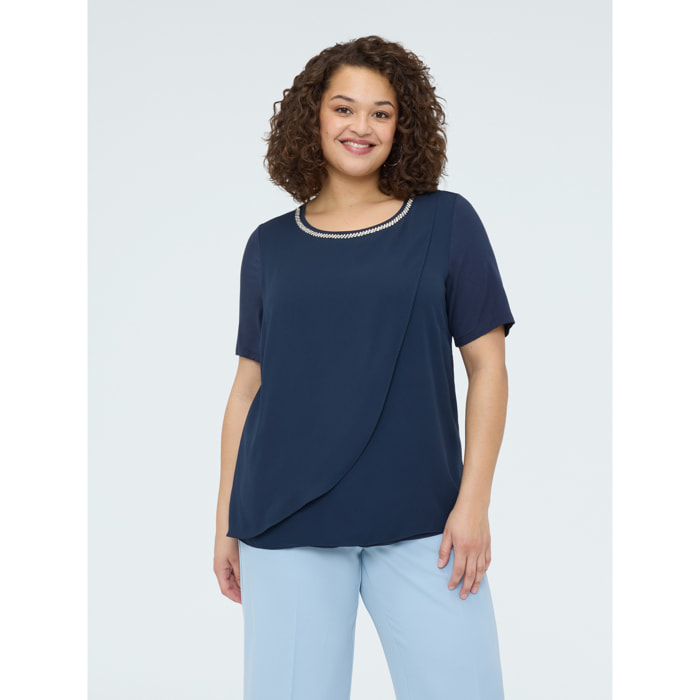 Fiorella Rubino - T-shirt con dettaglio sullo scollo - Blu