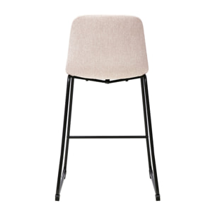 Tabourets de bar en tissu effet velours texturé beige et métal H64 cm (lot de 2) SAURY
