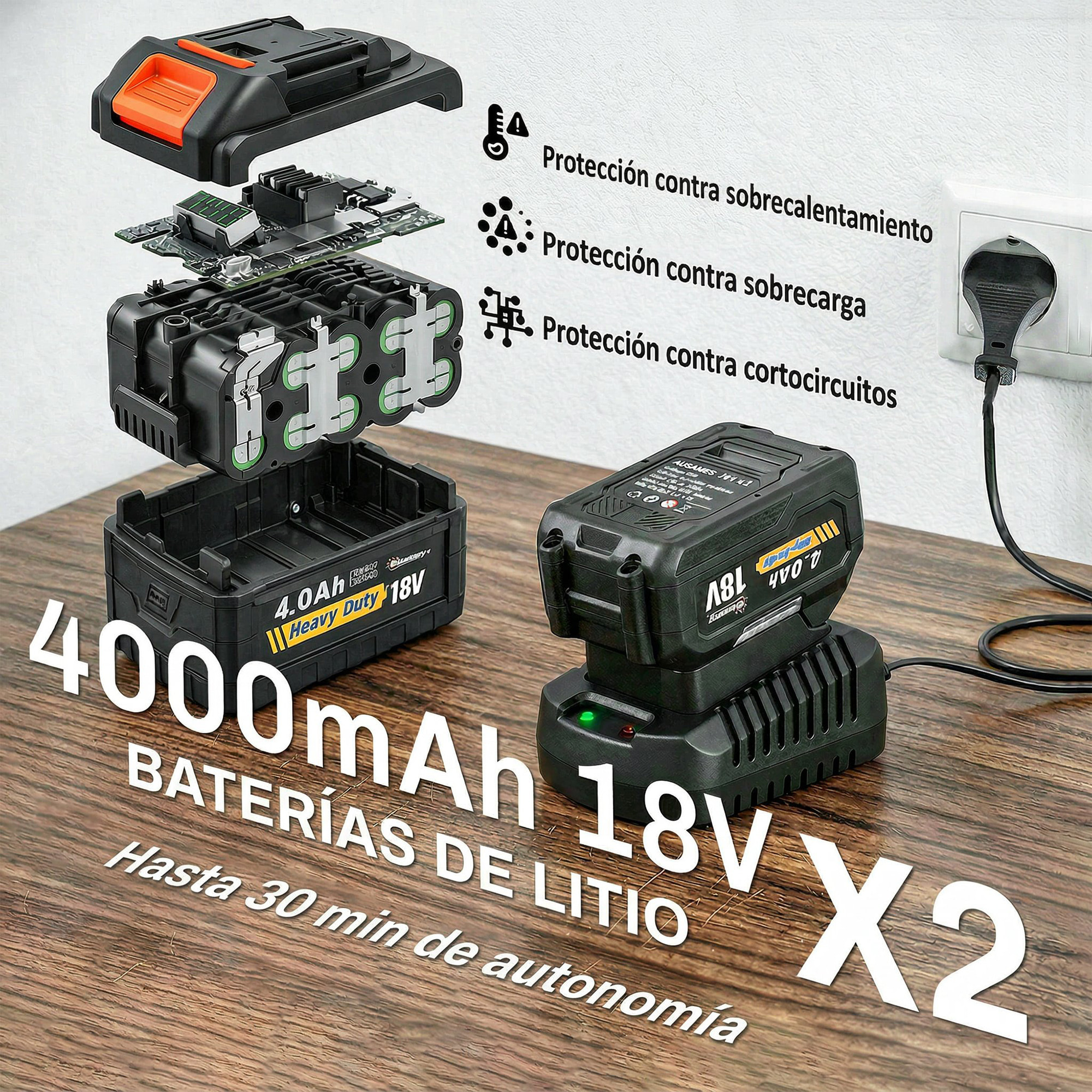 Soplador de Hojas sin Cable 36V (2x18V) con 2 Baterías 4.0Ah y Cargador, Motor Sin Escobillas 1000W, Modo Turbo, 3 Velocidades, Soplador Eléctrico Ligero para Jardín, Hojas, Polvo y Nieve