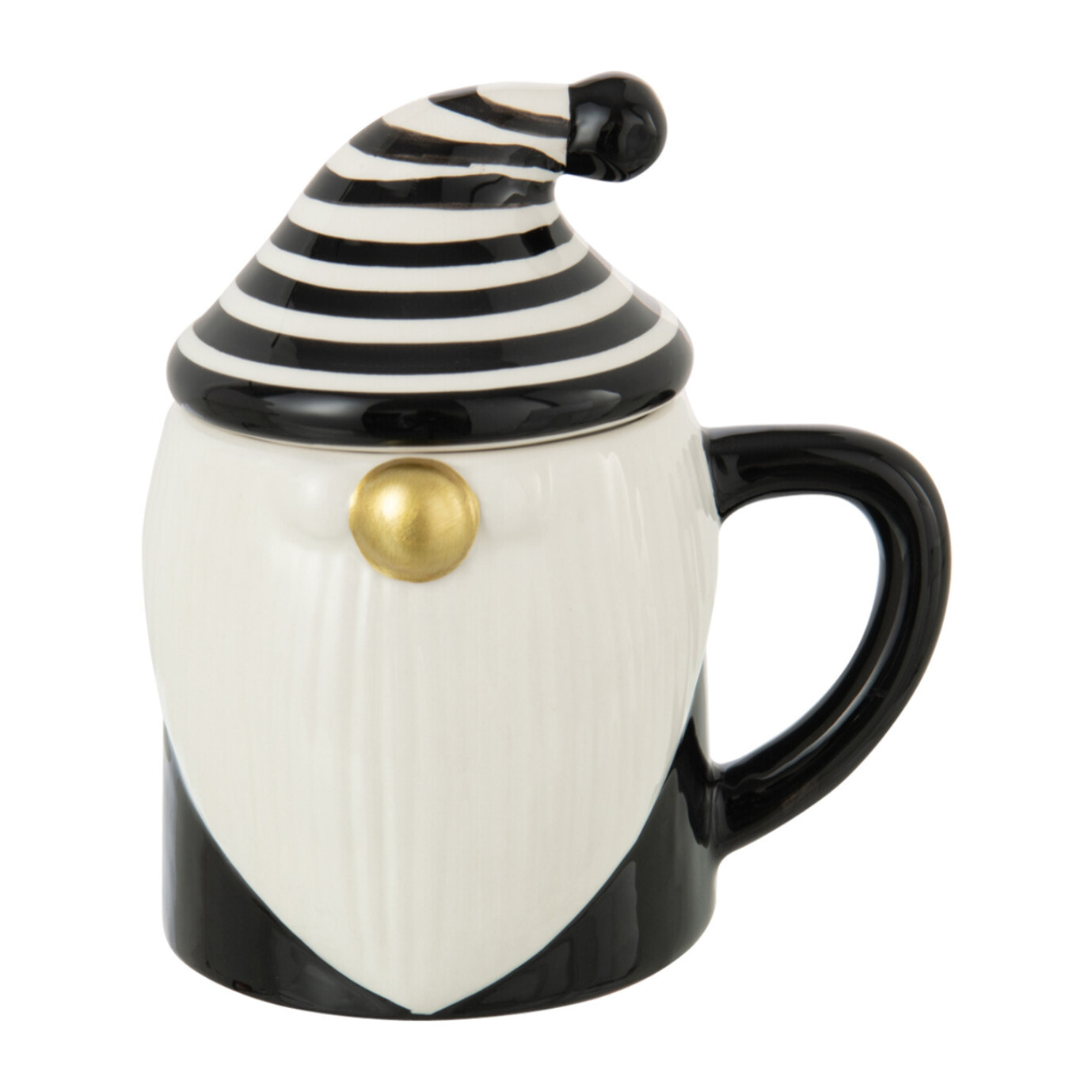 J-Line mug + couvercle Père Noël Dolomie - céramique - noir/blanc