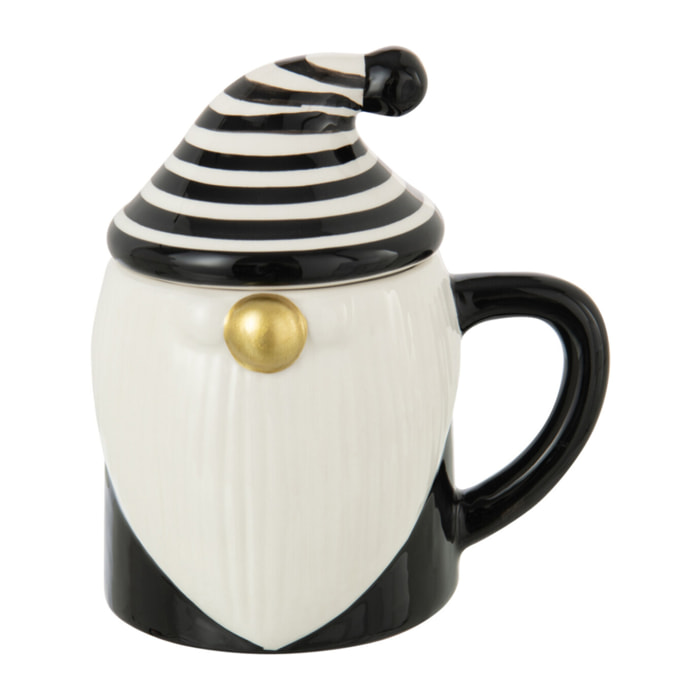 J-Line mug + couvercle Père Noël Dolomie - céramique - noir/blanc