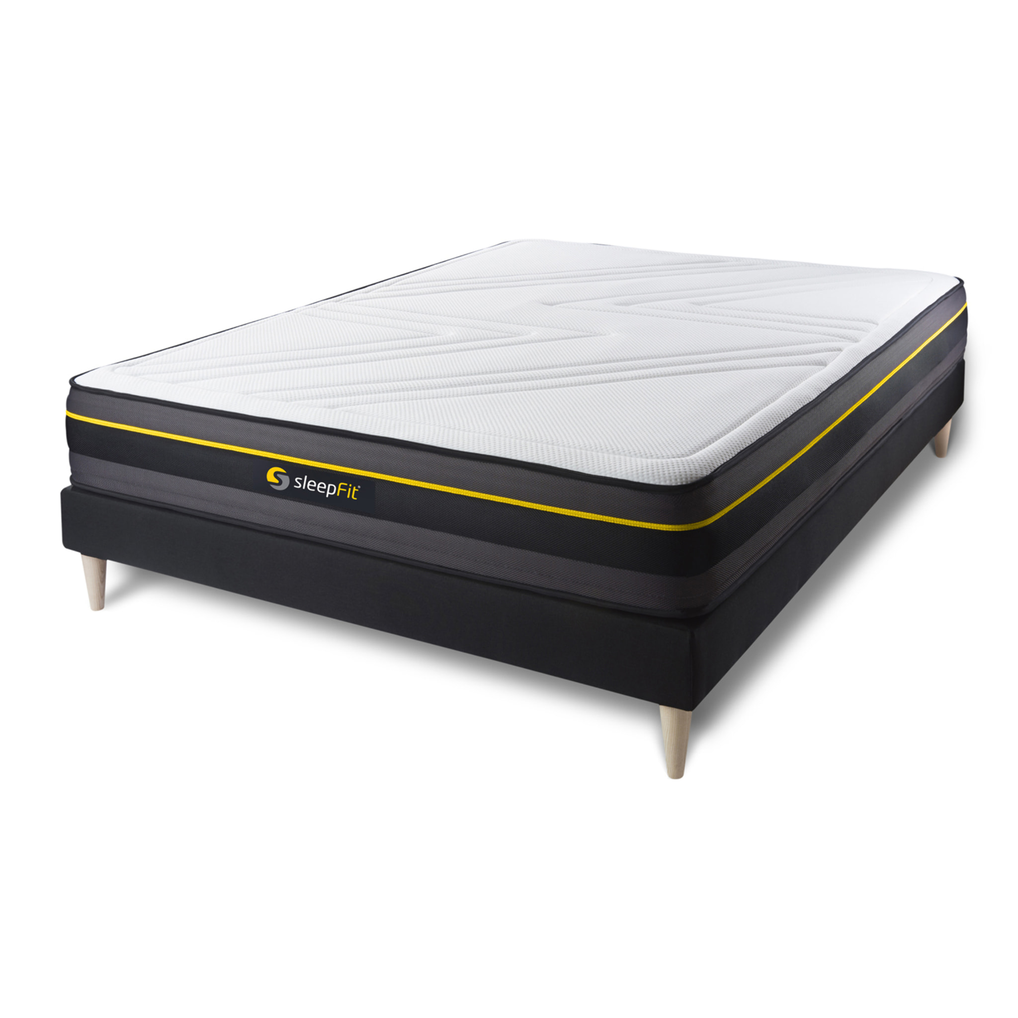 Ensemble matelas ACTIVE + sommier kit noir