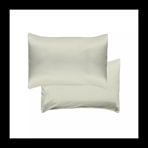 Taie d'oreiller soie uni gris Jouvence argent