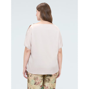 Fiorella Rubino - Blusa in raso con scollo a barchetta e cut-out - Rosa cipria
