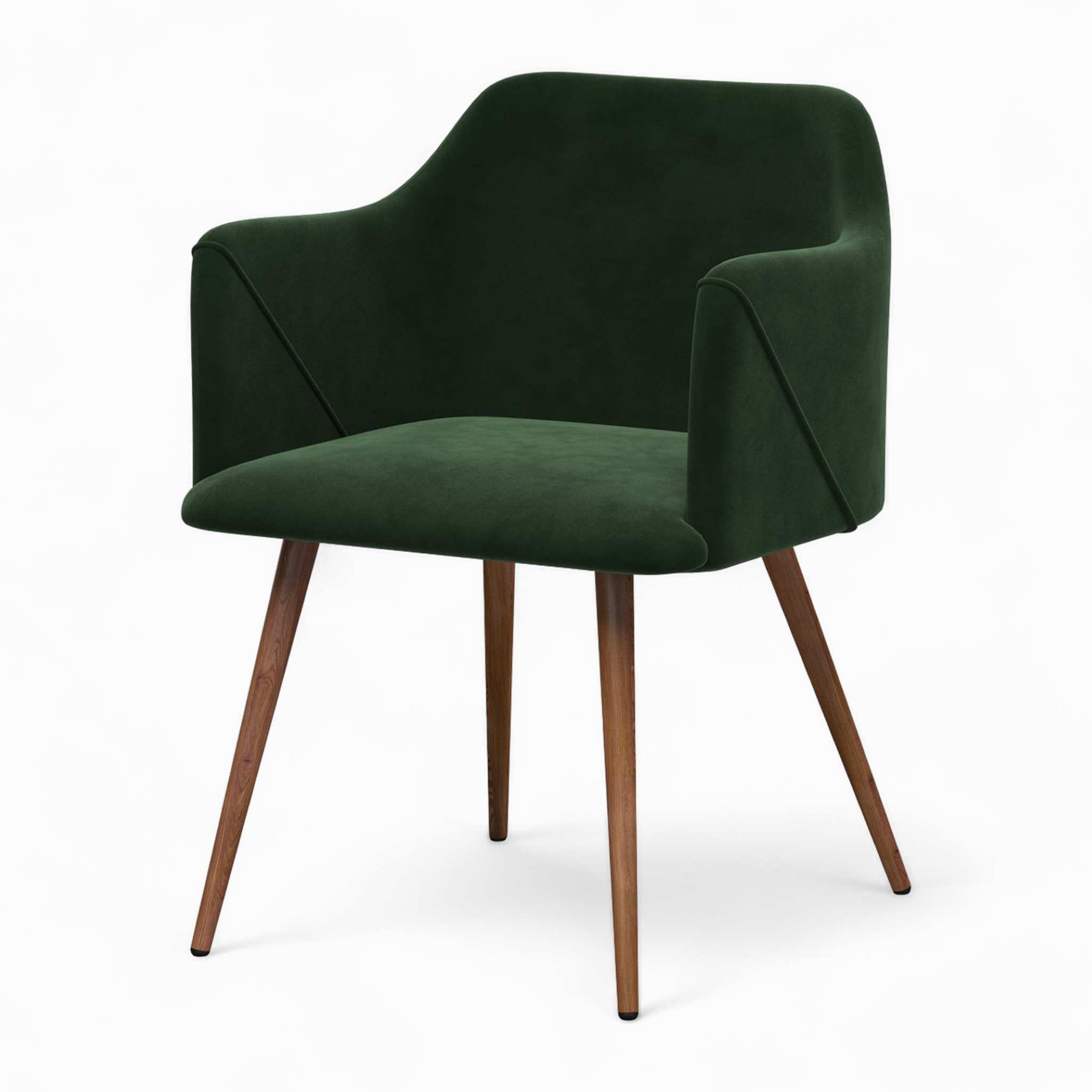 Table et chaises 4 personnes en velours vert et bois - Liwa