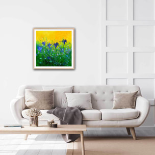 Affiche  bouquet de  bleues Affiche + cadre en bois - Chêne