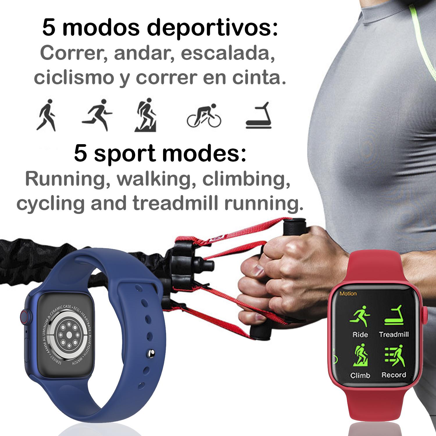 Smartwatch KD07 con cardiofrequenzimetro, pressione sanguigna e monitor O2. 5 modalità sportive. Chiamate Bluetooth.