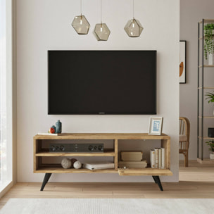 Mobile porta TV Dpavar, Credenza da soggiorno, Armadio basso per TV, Base parete attrezzata, 110x40h44 cm, Quercia