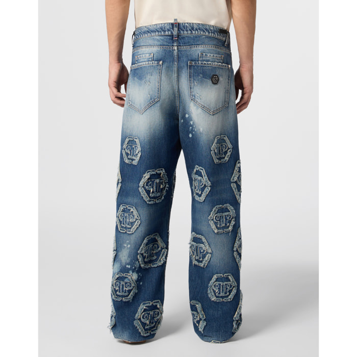PHILIPP PLEIN Beach Boy Jeans Raw Edge Monogram