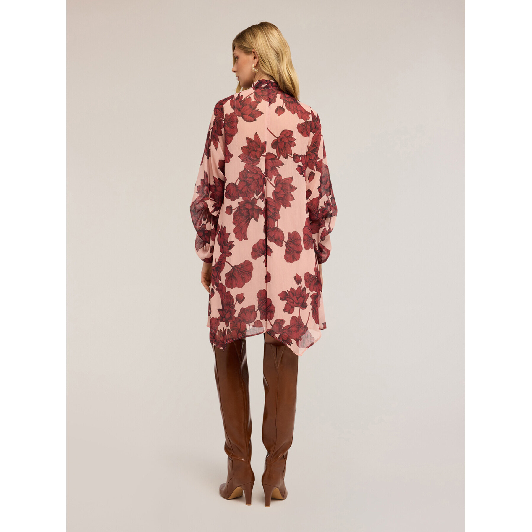 Motivi - Vestito floreale in creponne - Rosa cipria