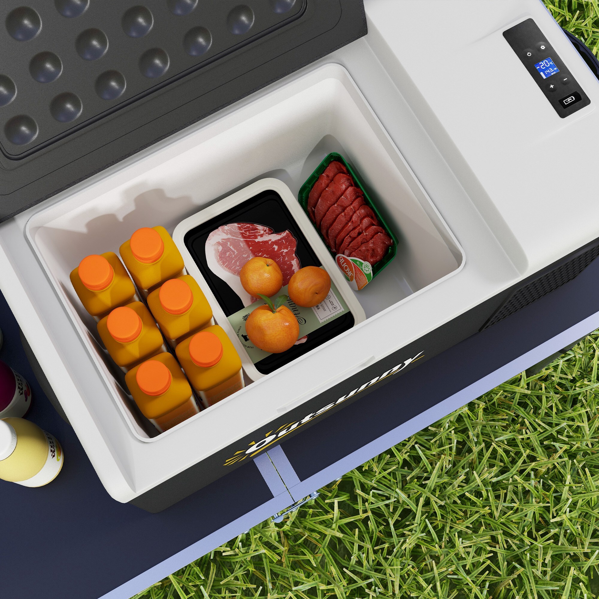 Nevera Compresor Portátil 16L Refrigerador de Coche -20℃-10℃ 12 / 24V DC y 100-240V CA con Modos ECO/MAX para Camping Viajes 60x32x26 cm Negro y Gris