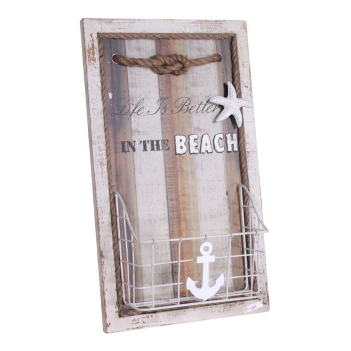 Portalettere mare in legno Beach ancora cm33x12h56