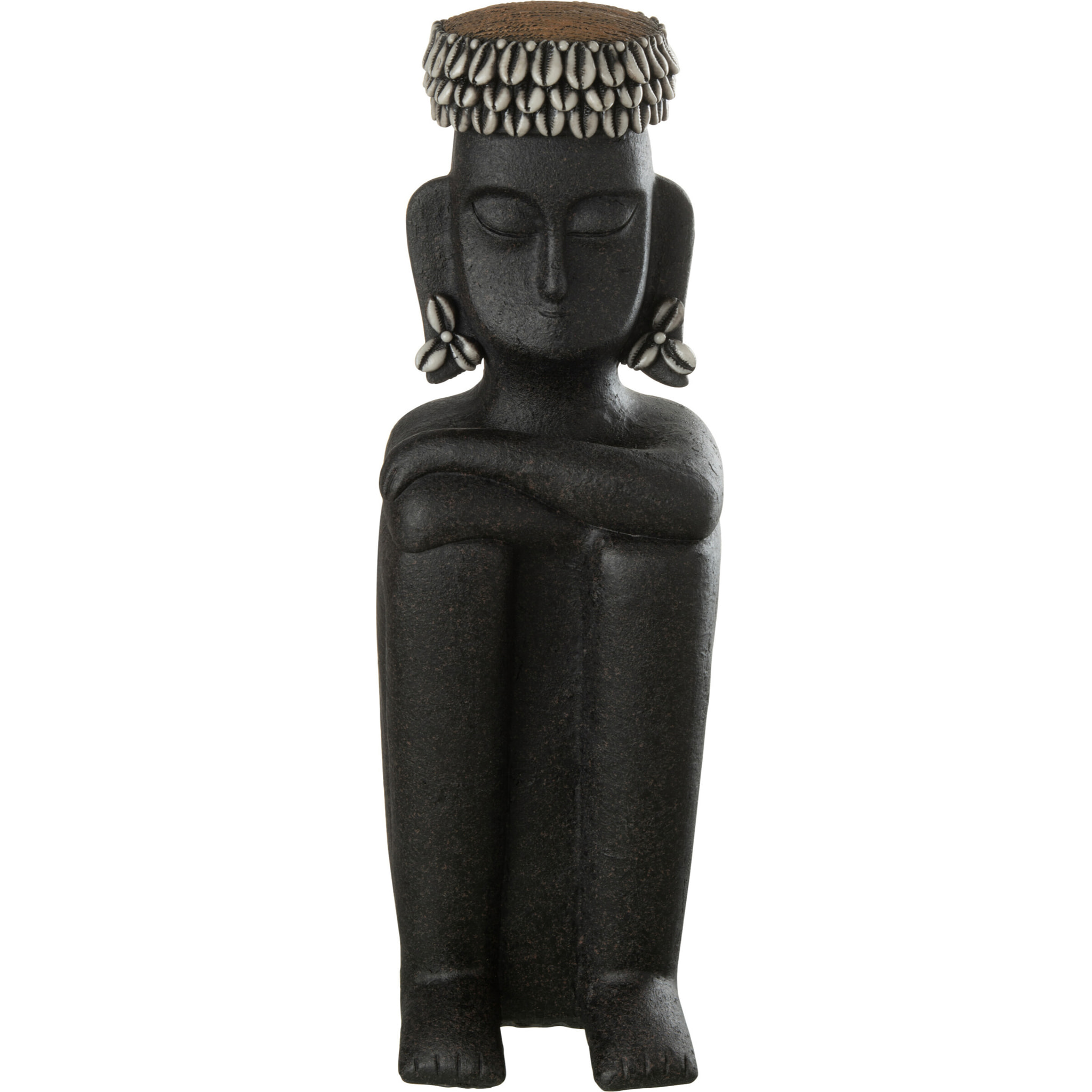 J-Line décoration Statue Ethnique - pierre/résine - noir - large