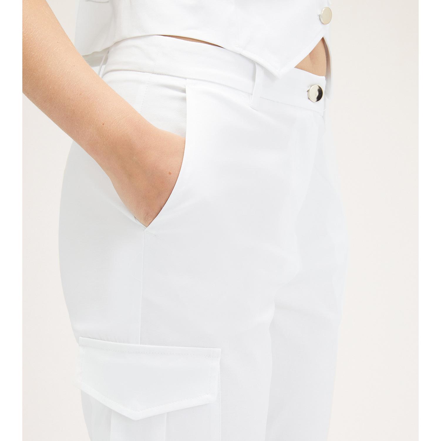 Motivi - Pantalones cargo con pinza planchada - Blanco