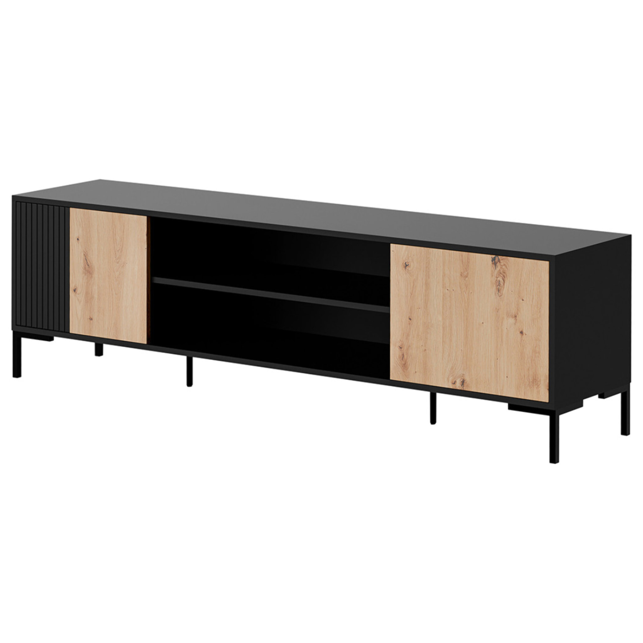 Cambridge - meuble tv - effet bois et noir - 180 cm - Bois / Noir