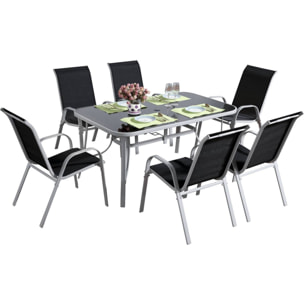 Table et chaises de jardin en textilène "Cordoba" - Phoenix - 6 places - Noir
