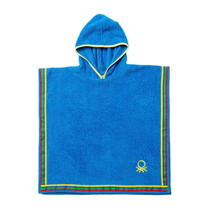 Albornoz poncho Benetton, 7-14 años, 380 gsm, 100% algodón azul