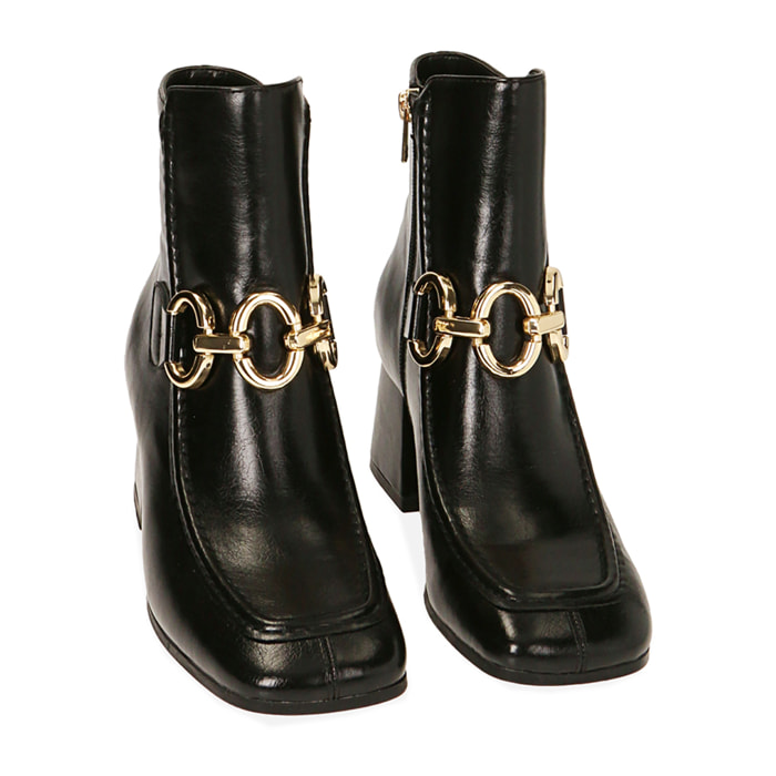Botines negros, tacón 6,5 cm.
