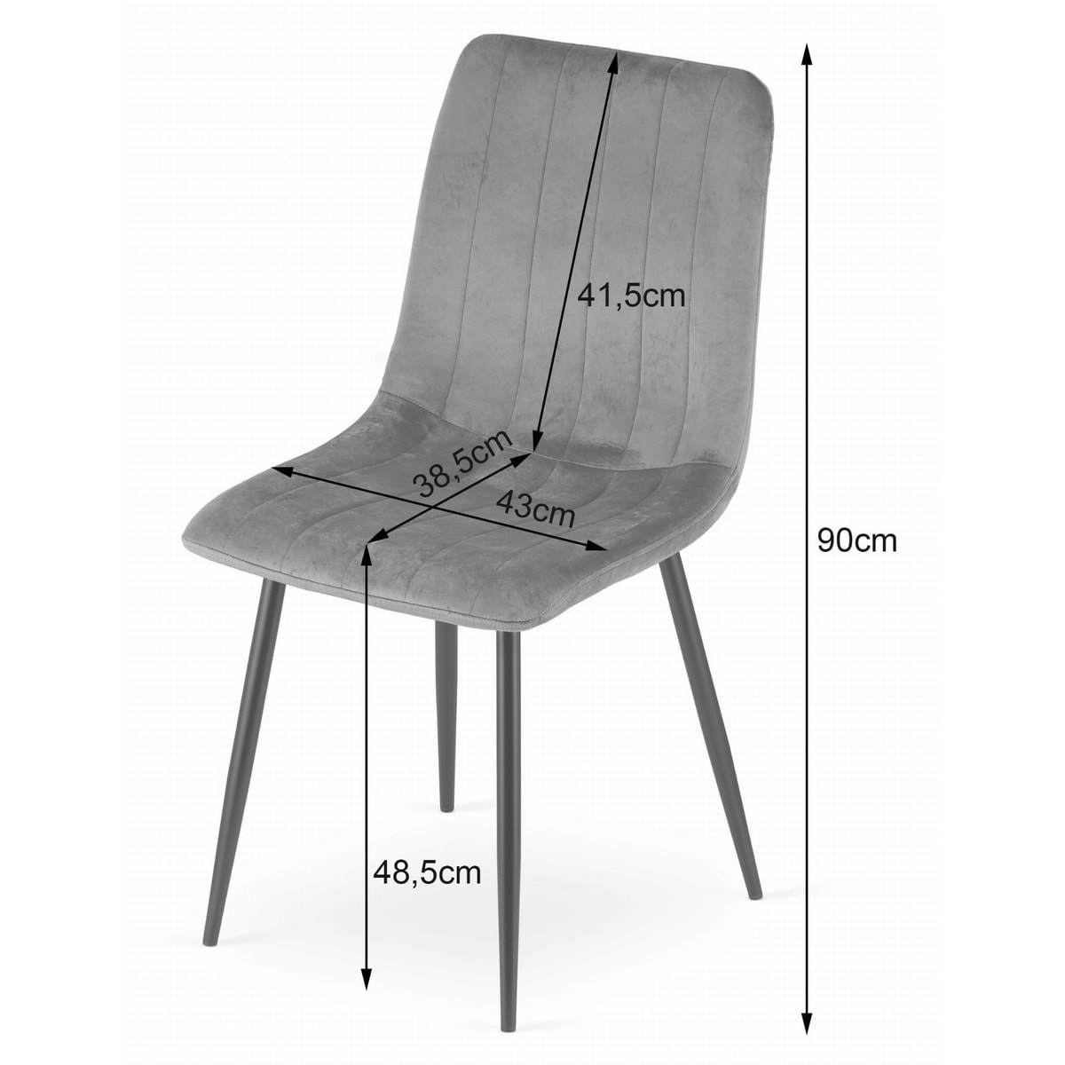 Sedia Lava in velluto blu scuro con gambe in metallo