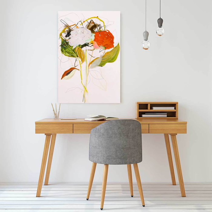 Tableau fleurs note rose  Toile imprimée