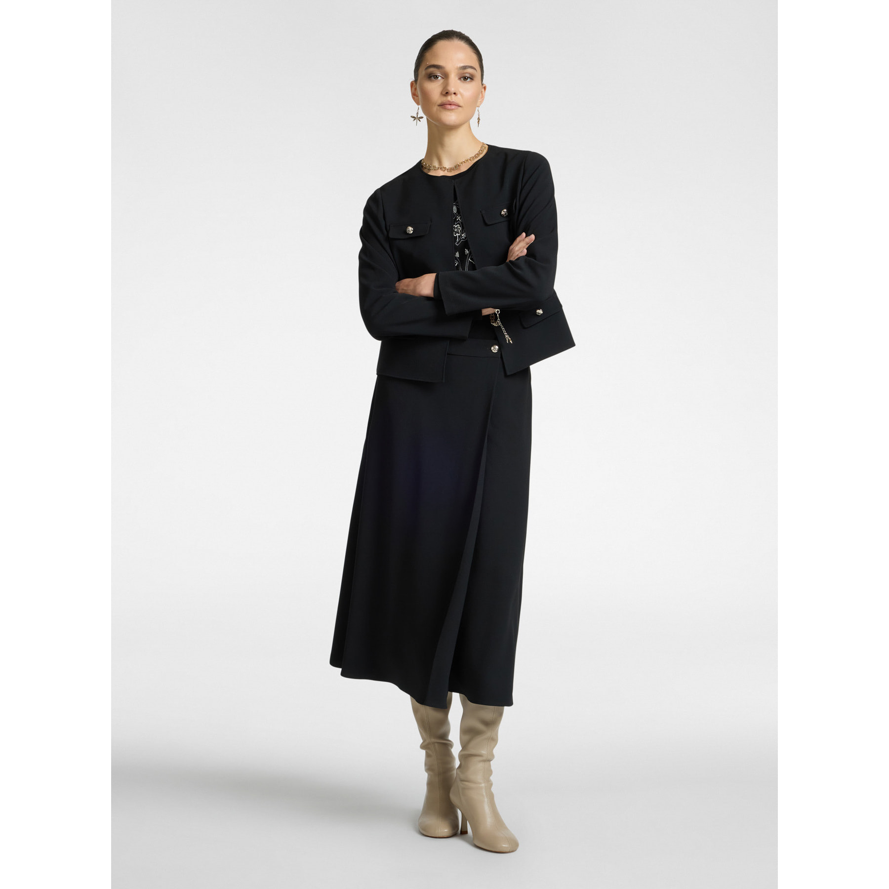 Elena Mirò - Falda cruzada - Negro