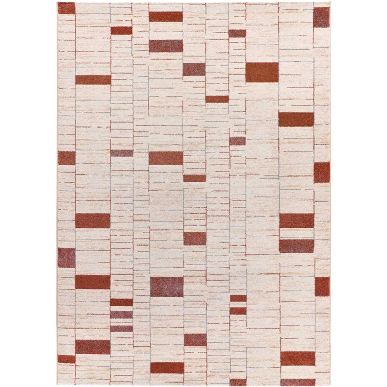 BERUTI Alfombra geométrica en tonos beige y caldera, varias medidas disponibles