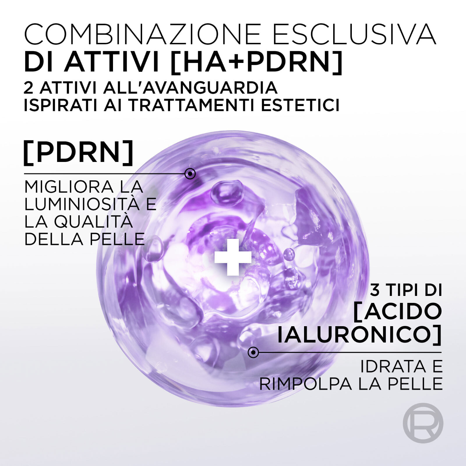 Siero Viso Rimpolpante Anti-Rughe Idratante Revitalift con Acido Ialuronico e PDRN+ Illuminante da 30ml