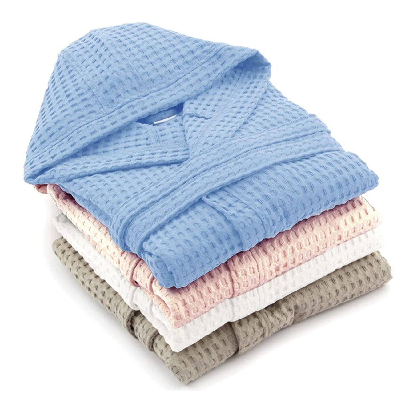 INTRECCI Accappatoio Tinta Unita Nido d’Ape 100% Cotone, Accappatoio Unisex Adulto con Cappuccio e Cinture