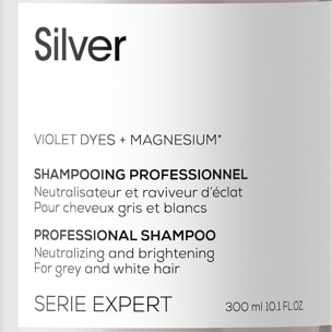 Shampoing Silver Éclat Cheveux Blancs ou Gris 300ml - Série Expert