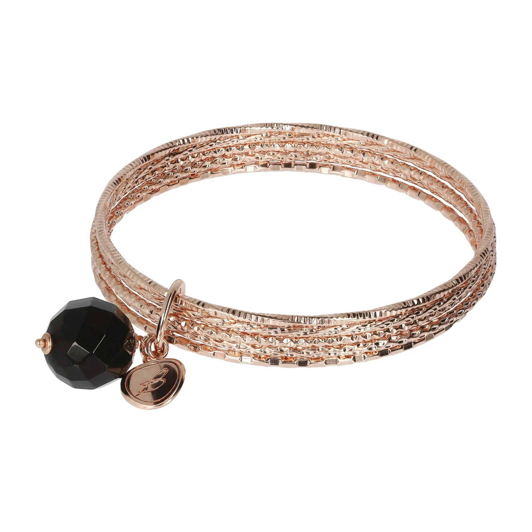 Bracciale Multifilo Rigido con Pietra Naturale Tonda Perla Bianca