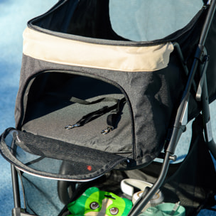 Carrito para Perros Plegable Cochecito para Mascotas Carrito para Perros Pequeños con Cesta de Almacenaje Ventana de Malla Cubierta para Lluvia y 2 Ruedas Universales 80,5x51,5x100 cm Caqui