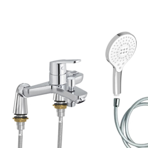 Mitigeur baignoire Aimé + pommeau de douche Metro signature + flexible de douche lisse + colonnettes Idro'Flex