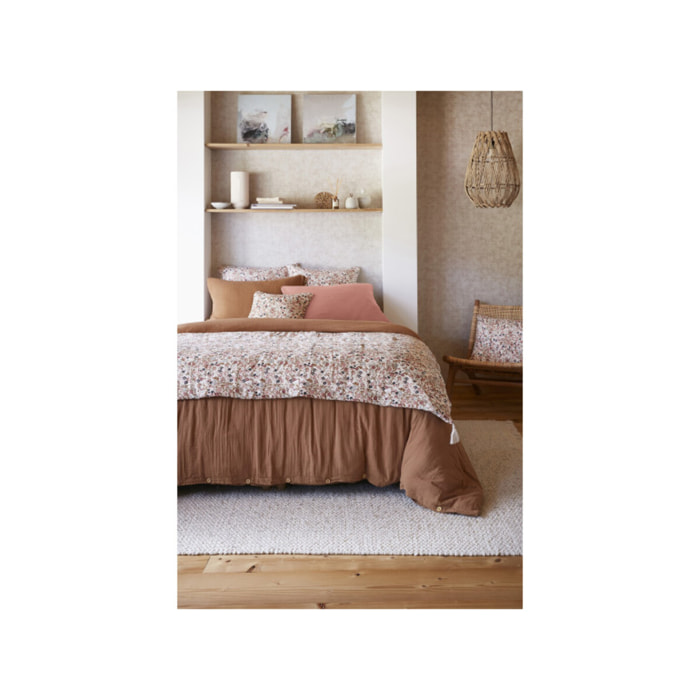 Édredon 90x200 cm gaze de coton avec motifs fleuris - CAPUCINE