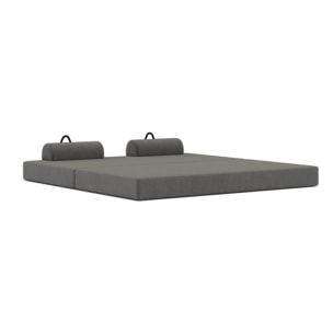 Astral - Canapé 3 places convertible en velours texturé - Gris