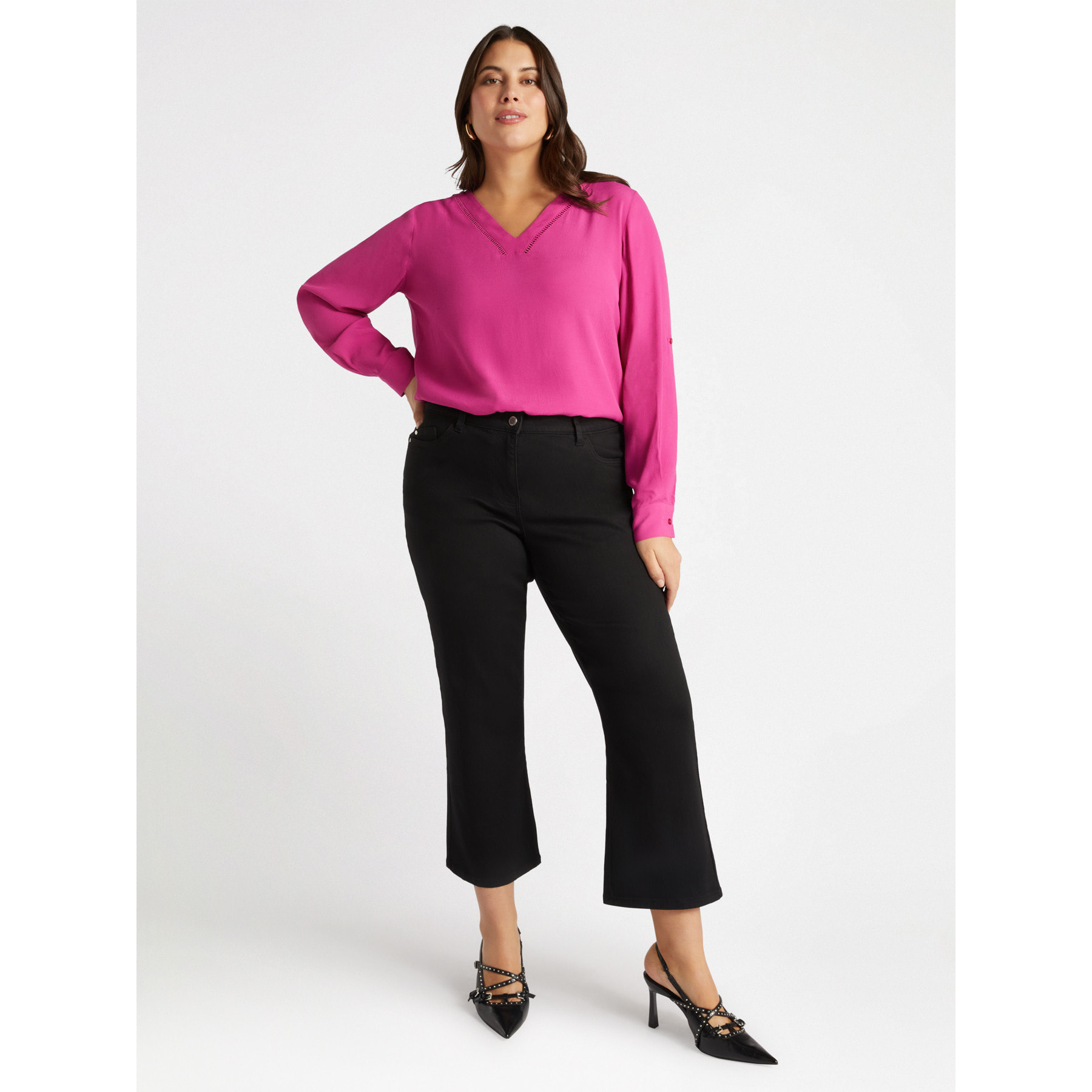 Fiorella Rubino - Blusa con cuello de pico y viscosa LENZING™ ECOVERO™ - Fuchsia