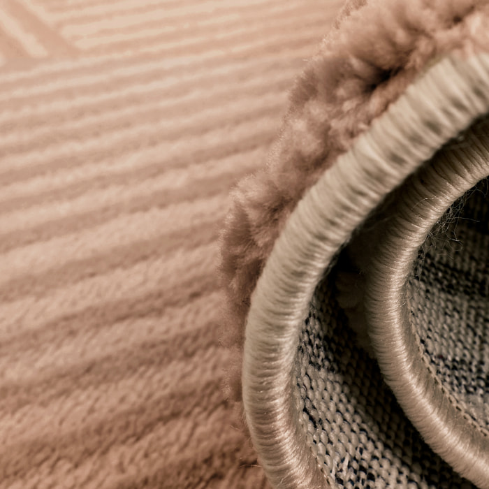 BIANCA - Tapis rond à motif graphique en relief - Mocca