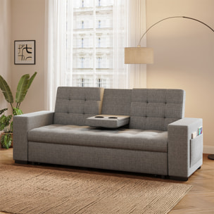 Canapé convertible gris foncé avec rangements TILIA
