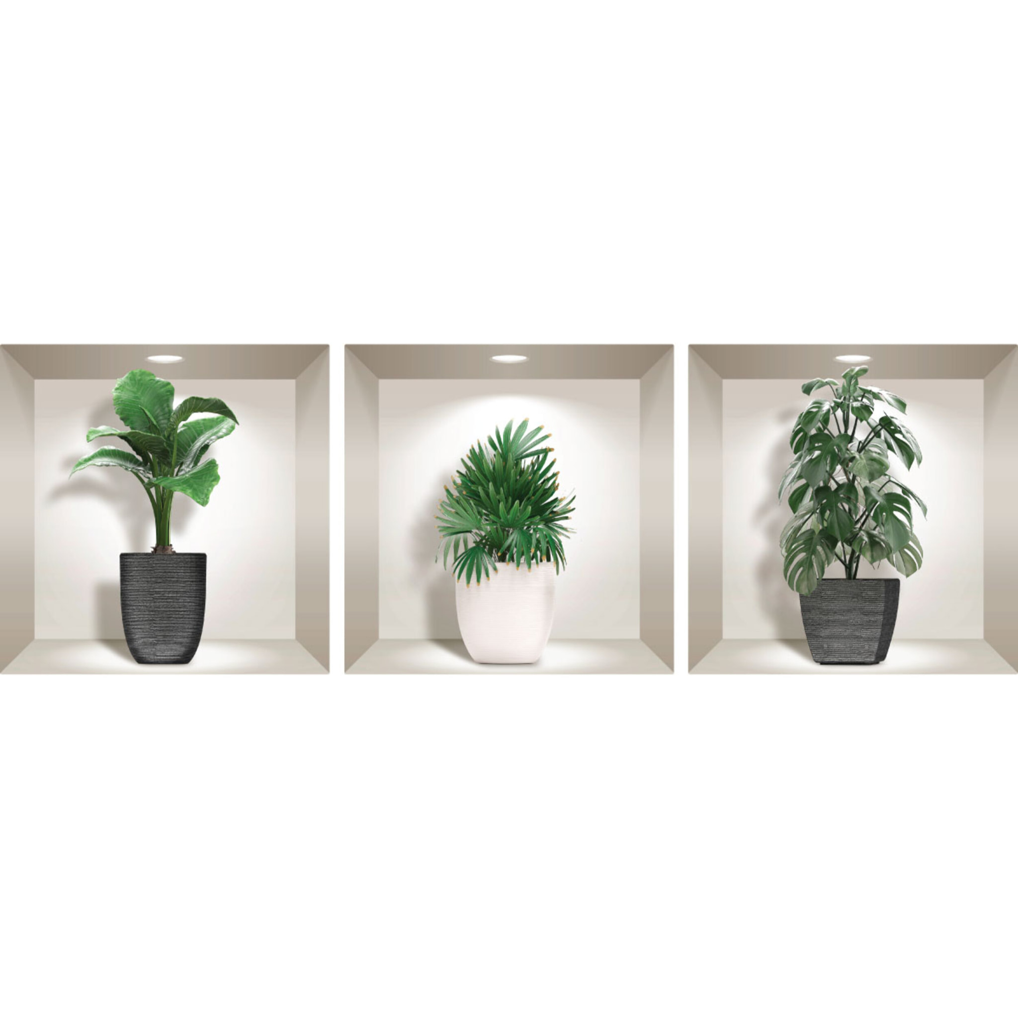Stickers muraux 3D | Sticker Mural Autocollant effet 3D plantes chics - Stickers adhésifs 3D Chambre Salon Trompe l'oeil