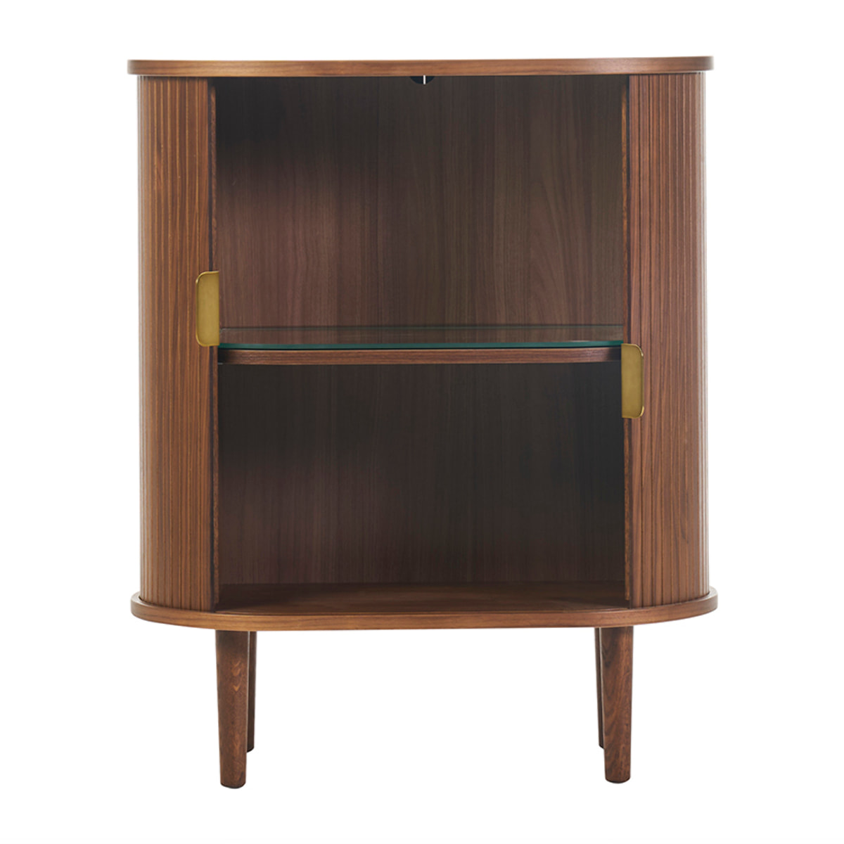 Buffet haut vintage avec portes coulissantes bois foncé noyer L70 cm EPIC