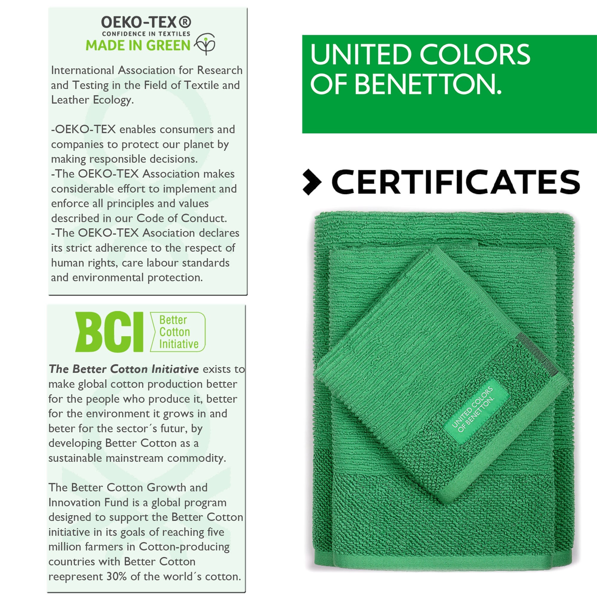 Set 3pcs toallas de baño  verde  benetton